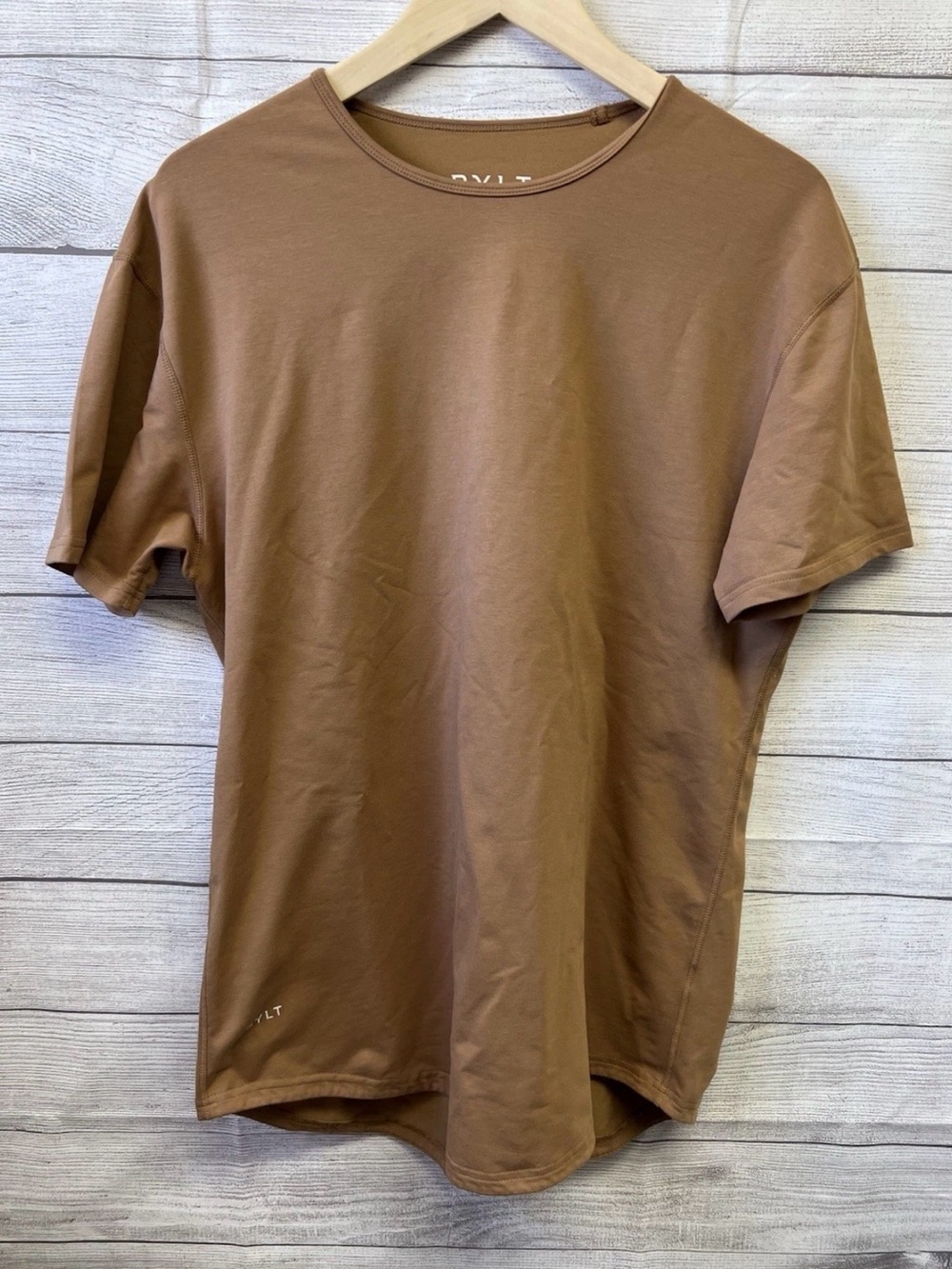 BYLT Drop Cut S/S Lux Large Camel Women’s Top Size Large
